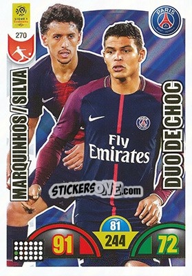 Sticker Marquinhos / Thiago Silva - FOOT 2018-2019. Adrenalyn XL n. 270 - Panini