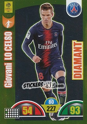 Sticker Giovani Lo Celso - FOOT 2018-2019. Adrenalyn XL n. 419 - Panini