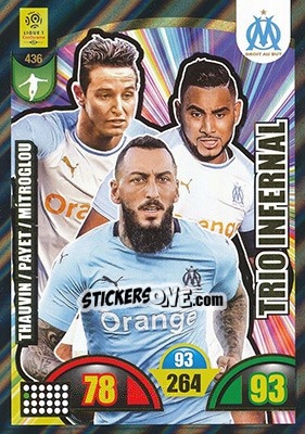 Sticker Florian Thauvin / Dimitri Payet / Kostas Mitroglou - FOOT 2018-2019. Adrenalyn XL - Panini