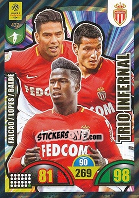 Sticker Radamel Falcao / Rony Lopes / Keita Baldé Diao - FOOT 2018-2019. Adrenalyn XL n. 437 - Panini
