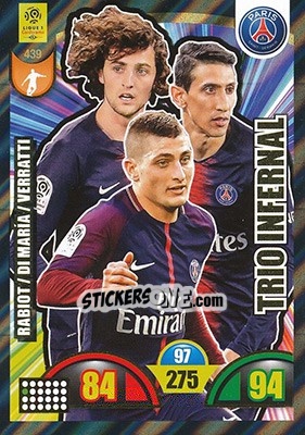 Sticker Adrien Rabiot / Ángel Di María / Marco Verratti - FOOT 2018-2019. Adrenalyn XL n. 439 - Panini
