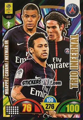 Sticker Kylian Mbappé / Edinson Cavani / Neymar Jr - FOOT 2018-2019. Adrenalyn XL n. 440 - Panini