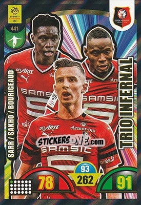 Sticker Ismaïla Sarr / Diafra Sakho / Benjamin Bourigeaud - FOOT 2018-2019. Adrenalyn XL n. 441 - Panini