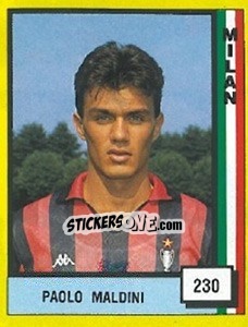 Figurina Paolo Maldini - Il Grande Calcio 1990 - Vallardi