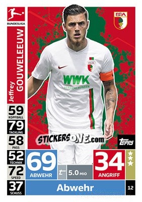 Figurina Jeffrey Gouweleeuw - German Fussball Bundesliga 2018-2019. Match Attax - Topps