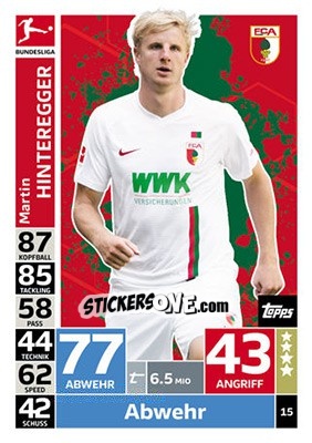 Figurina Martin Hinteregger - German Fussball Bundesliga 2018-2019. Match Attax - Topps