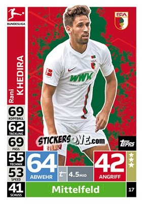 Sticker Rani Khedira - German Fussball Bundesliga 2018-2019. Match Attax n. 17 - Topps