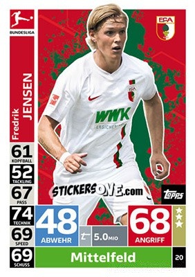 Sticker Fredrik Jensen - German Fussball Bundesliga 2018-2019. Match Attax - Topps
