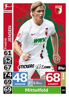 Figurina Fredrik Jensen - German Fussball Bundesliga 2018-2019. Match Attax - Topps