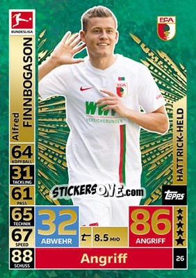 Sticker Alfred Finnbogason - German Fussball Bundesliga 2018-2019. Match Attax n. 26 - Topps