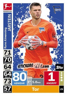 Figurina Rune Almenning Jarstein - German Fussball Bundesliga 2018-2019. Match Attax - Topps