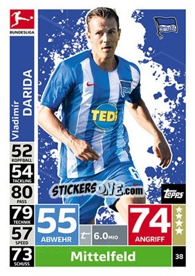 Sticker Vladimir Darida - German Fussball Bundesliga 2018-2019. Match Attax - Topps