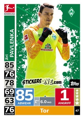 Figurina Jiri Pavlenka - German Fussball Bundesliga 2018-2019. Match Attax - Topps