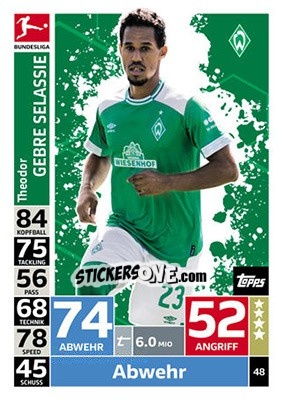 Sticker Theodor Gebre Selassie - German Fussball Bundesliga 2018-2019. Match Attax - Topps