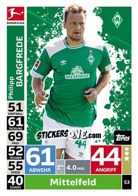 Cromo Philipp Bargfrede - German Fussball Bundesliga 2018-2019. Match Attax - Topps