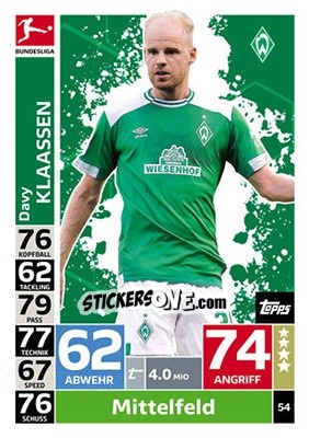 Figurina Davy Klaassen - German Fussball Bundesliga 2018-2019. Match Attax - Topps