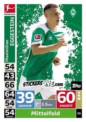 Sticker Maximilian Eggestein - German Fussball Bundesliga 2018-2019. Match Attax n. 55 - Topps