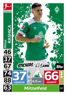 Sticker Milot Rashica - German Fussball Bundesliga 2018-2019. Match Attax n. 57 - Topps