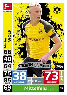 Sticker Marius Wolf - German Fussball Bundesliga 2018-2019. Match Attax - Topps