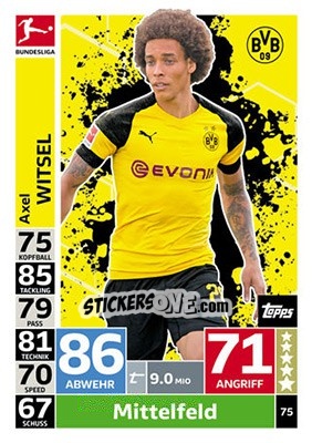 Sticker Axel Witsel - German Fussball Bundesliga 2018-2019. Match Attax n. 75 - Topps