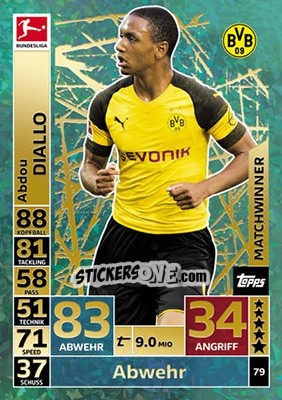 Sticker Abdou Diallo - German Fussball Bundesliga 2018-2019. Match Attax n. 79 - Topps