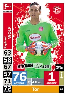Sticker Raphael Wolf - German Fussball Bundesliga 2018-2019. Match Attax - Topps