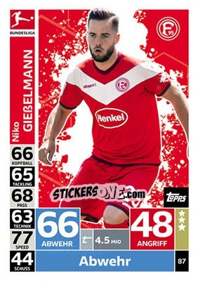 Sticker Niko Gießelmann - German Fussball Bundesliga 2018-2019. Match Attax - Topps