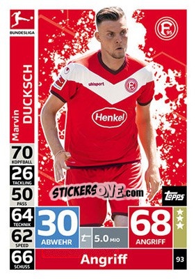 Sticker Marvin Ducksch - German Fussball Bundesliga 2018-2019. Match Attax n. 93 - Topps