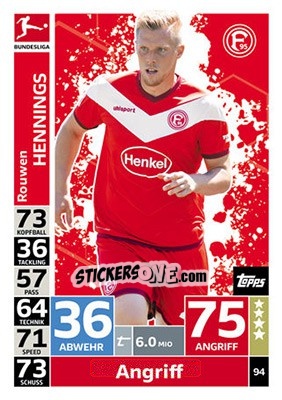 Sticker Rouwen Hennings - German Fussball Bundesliga 2018-2019. Match Attax - Topps