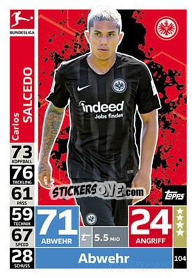 Sticker Carlos Salcedo - German Fussball Bundesliga 2018-2019. Match Attax n. 104 - Topps
