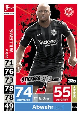 Sticker Jetro Willems - German Fussball Bundesliga 2018-2019. Match Attax - Topps