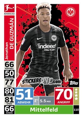 Sticker Jonathan De Guzmán - German Fussball Bundesliga 2018-2019. Match Attax - Topps