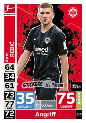 Sticker Ante Rebic - German Fussball Bundesliga 2018-2019. Match Attax n. 113 - Topps