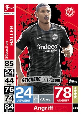 Cromo Sébastien Haller - German Fussball Bundesliga 2018-2019. Match Attax - Topps