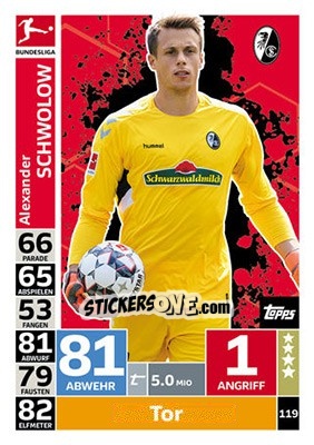 Sticker Alexander Schwolow - German Fussball Bundesliga 2018-2019. Match Attax - Topps
