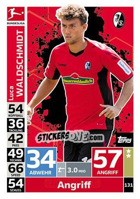 Sticker Luca Waldschmidt - German Fussball Bundesliga 2018-2019. Match Attax - Topps