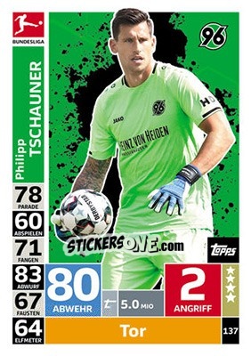 Sticker Philipp Tschauner - German Fussball Bundesliga 2018-2019. Match Attax - Topps