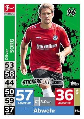 Sticker Oliver Sorg - German Fussball Bundesliga 2018-2019. Match Attax - Topps