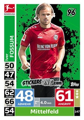 Figurina Iver Fossum - German Fussball Bundesliga 2018-2019. Match Attax - Topps