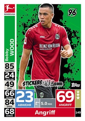 Figurina Bobby Wood - German Fussball Bundesliga 2018-2019. Match Attax - Topps