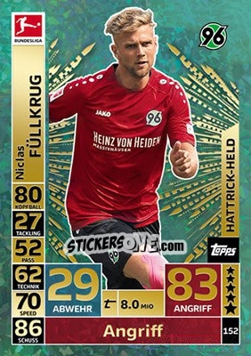 Sticker Niclas Füllkrug - German Fussball Bundesliga 2018-2019. Match Attax n. 152 - Topps