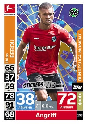 Sticker Ihlas Bebou - German Fussball Bundesliga 2018-2019. Match Attax n. 153 - Topps