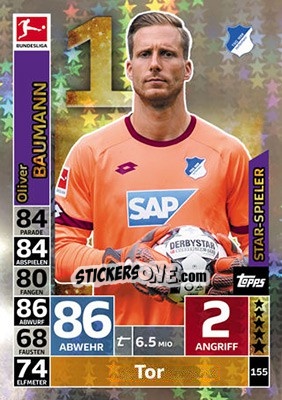 Sticker Oliver Baumann - German Fussball Bundesliga 2018-2019. Match Attax - Topps