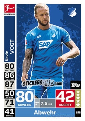 Sticker Kevin Vogt - German Fussball Bundesliga 2018-2019. Match Attax - Topps