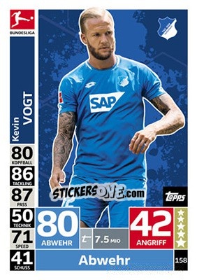 Sticker Kevin Vogt - German Fussball Bundesliga 2018-2019. Match Attax n. 158 - Topps