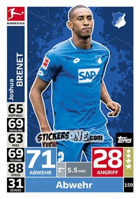 Figurina Joshua Brenet - German Fussball Bundesliga 2018-2019. Match Attax - Topps