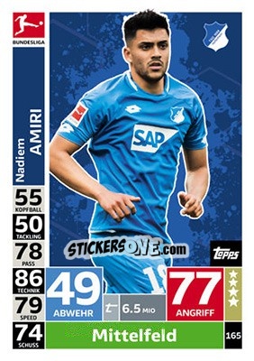Sticker Nadiem Amiri - German Fussball Bundesliga 2018-2019. Match Attax n. 165 - Topps