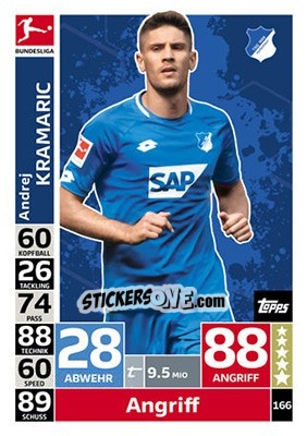 Sticker Andrej Kramaric - German Fussball Bundesliga 2018-2019. Match Attax n. 166 - Topps