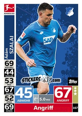 Sticker Ádám Szalai - German Fussball Bundesliga 2018-2019. Match Attax n. 167 - Topps