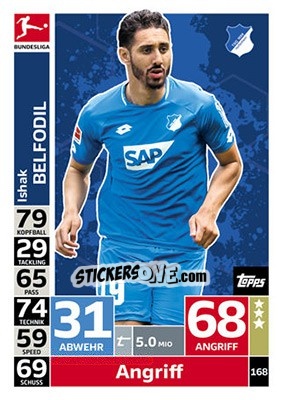 Sticker Ishak Belfodil - German Fussball Bundesliga 2018-2019. Match Attax n. 168 - Topps